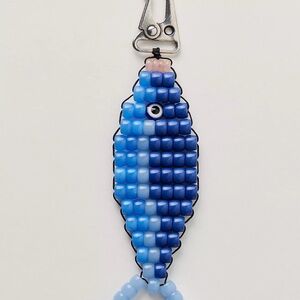 Free People Blue Beaded Fish Bag Charm